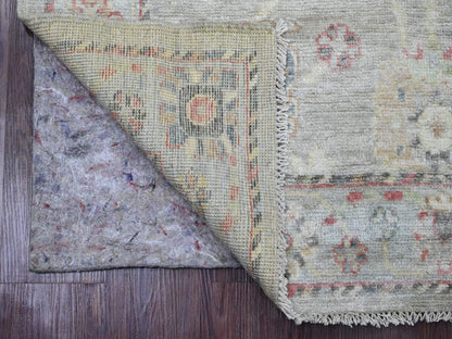 Oushak Oushak hand-knotted wool runner in Gray & Blue, 4'2" x 9'10" — SKU O020068 (view 2)