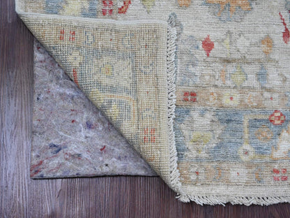 Ivory 3'10" x 12'3" Oushak And Peshawar Hand knotted Wool Rug - Sku: O020074