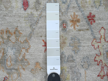 Oushak Oushak hand-knotted wool runner in Ivory & Light Blue, 3'10" x 12'3" — SKU O020074 (view 3)