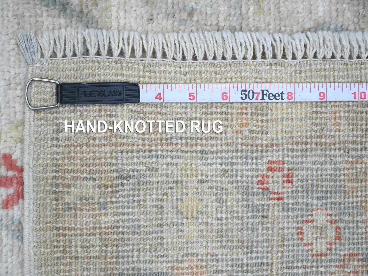 Oushak Oushak hand-knotted wool runner in Ivory & Light Blue, 3'10" x 12'3" — SKU O020074 (view 6)