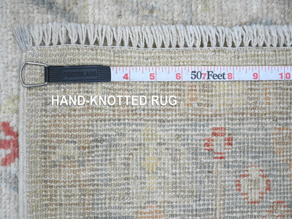 Oushak Oushak hand-knotted wool runner in Ivory & Light Blue, 3'10" x 12'3" — SKU O020074 (view 6)