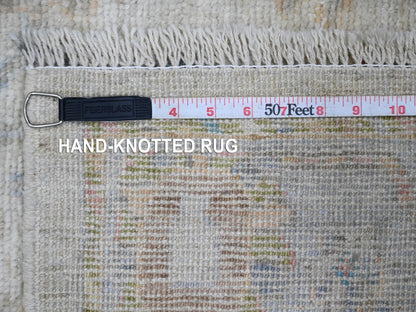 Oushak Oushak hand-knotted wool runner in Ivory & Light Blue, 4'1" x 9'6" — SKU O020076 (view 6)