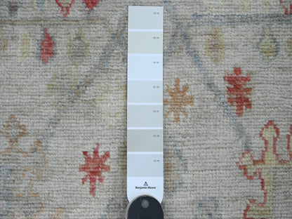 Oushak Oushak hand-knotted wool runner in Ivory & Light Blue, 3'11" x 12'3" — SKU O020077 (view 3)