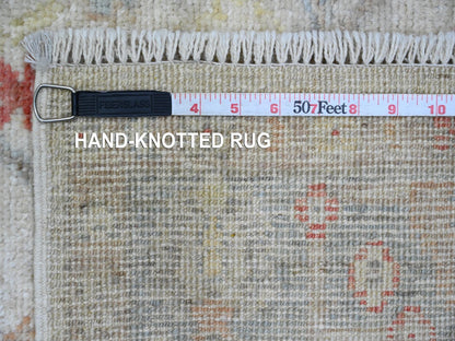 Oushak Oushak hand-knotted wool runner in Ivory & Light Blue, 3'11" x 12'3" — SKU O020077 (view 6)