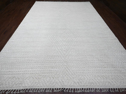 Ivory 9'10" x 14'1" Tribal Hand knotted Wool Rug - Sku: O020080