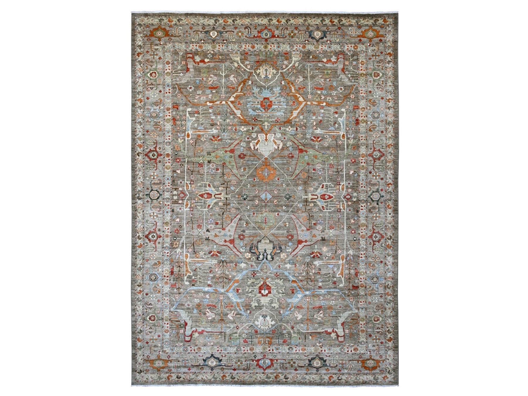 Brown 10'0" x 13'10" Tribal & Geometric Hand knotted Wool Rug - Sku: O020084