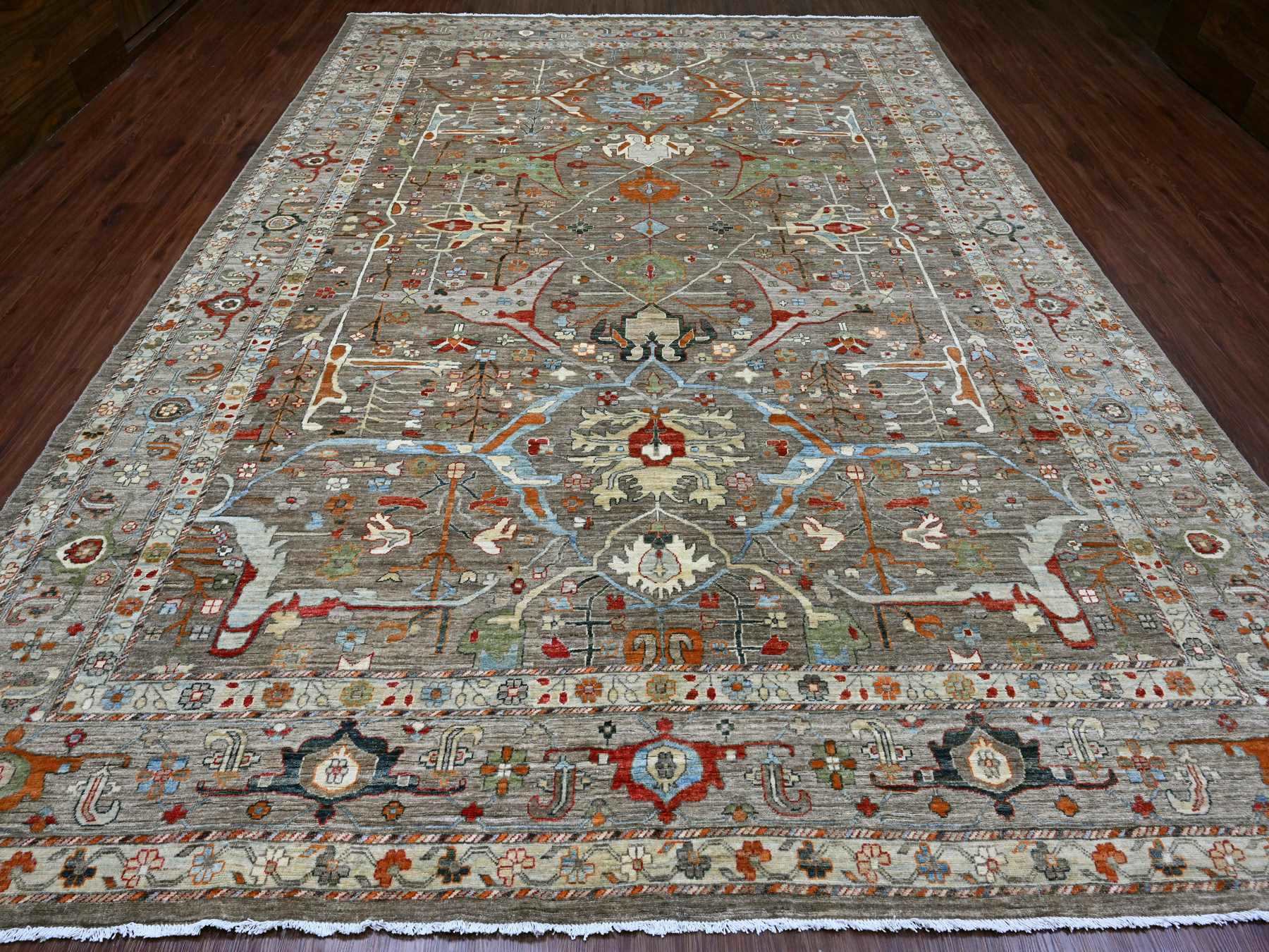 Brown 10'0" x 13'10" Tribal & Geometric Hand knotted Wool Rug - Sku: O020084