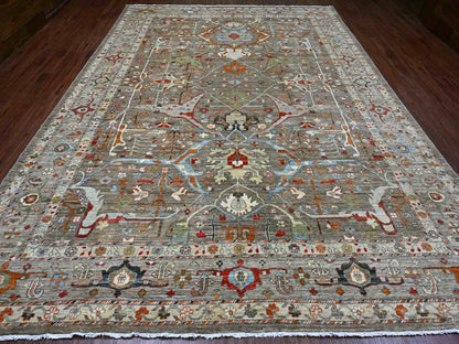 Brown 10'0" x 13'10" Tribal & Geometric Hand knotted Wool Rug - Sku: O020084