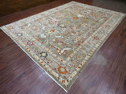 Brown 10'0" x 13'10" Tribal & Geometric Hand knotted Wool Rug - Sku: O020084