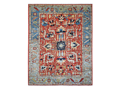 Heriz Heriz hand-knotted wool rug in Red & Blue, 9'6" x 12' — SKU O020085