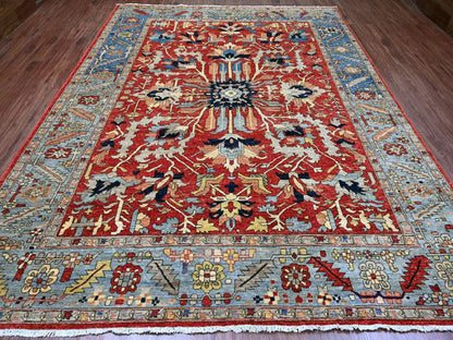 Heriz Heriz hand-knotted wool rug in Red & Blue, 9'6" x 12' — SKU O020085 (view 2)