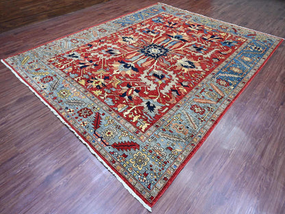 Heriz Heriz hand-knotted wool rug in Red & Blue, 9'6" x 12' — SKU O020085 (view 3)