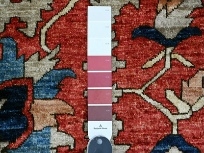 Heriz Heriz hand-knotted wool rug in Red & Blue, 9'6" x 12' — SKU O020085 (view 7)