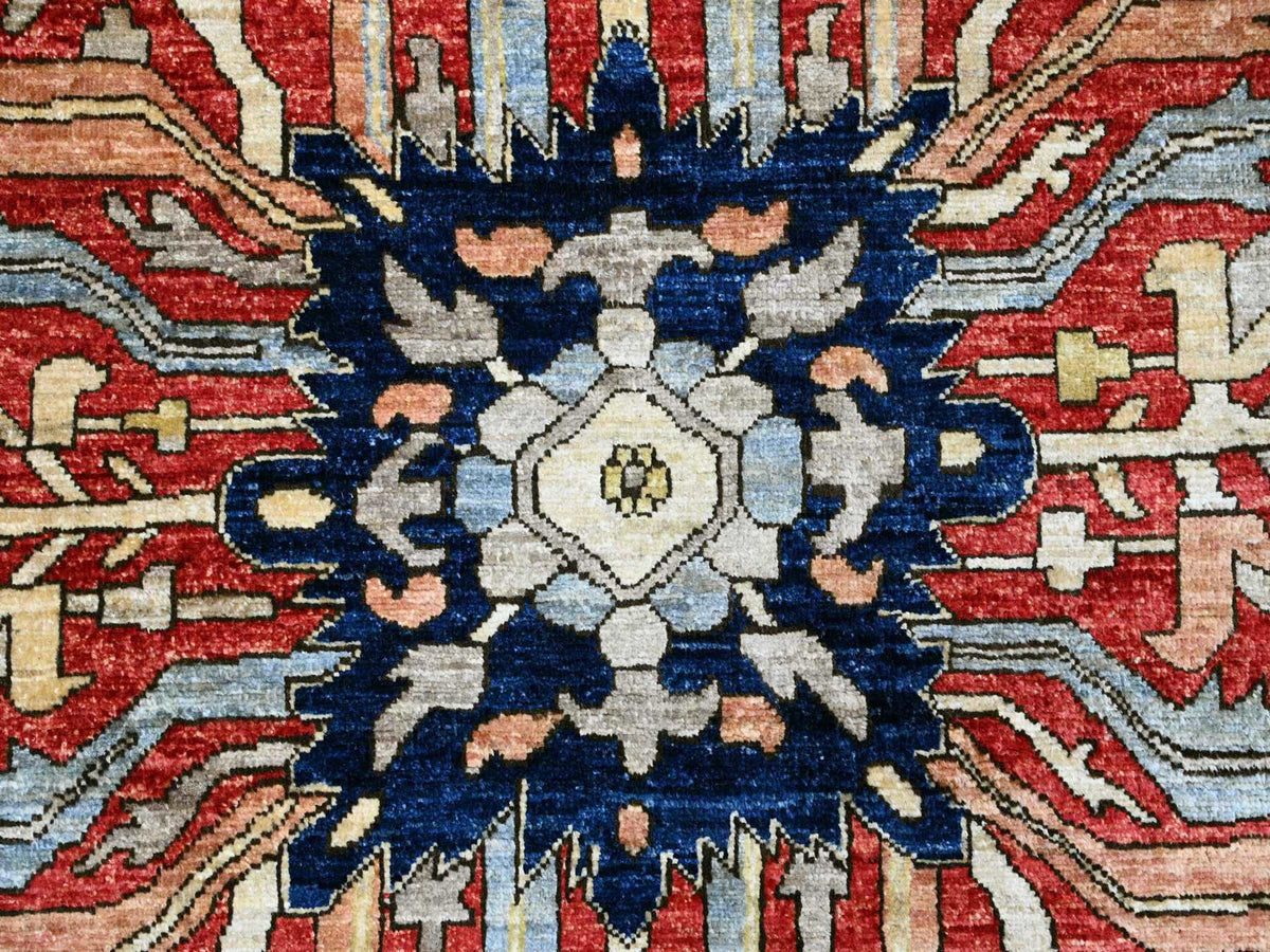 Heriz Heriz hand-knotted wool rug in Red & Blue, 9'6" x 12' — SKU O020085 (view 8)