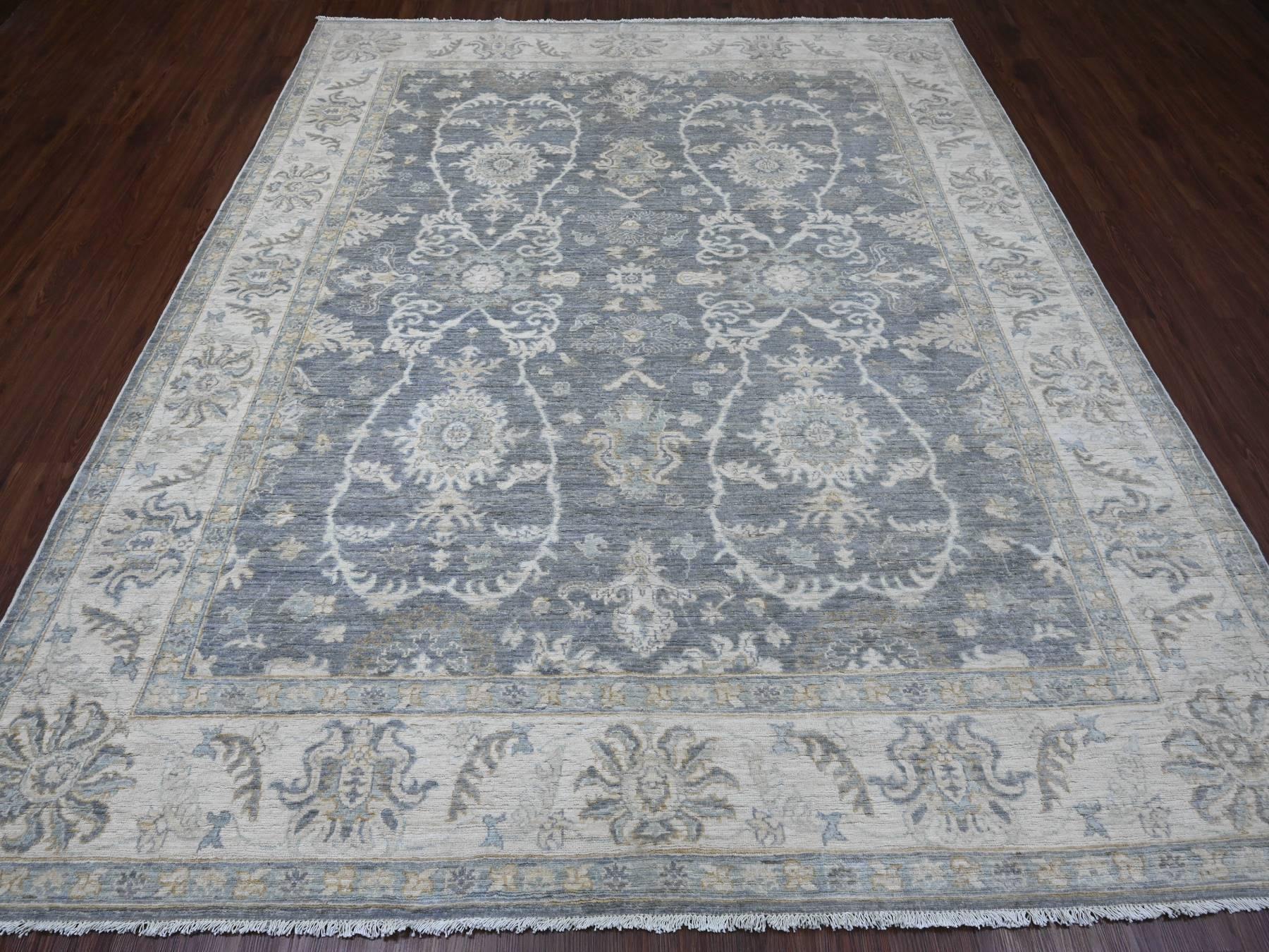 Mahal Oushak hand-knotted wool rug in Gray & Ivory, 8'2" x 9'8" — SKU O020086 (view 2)