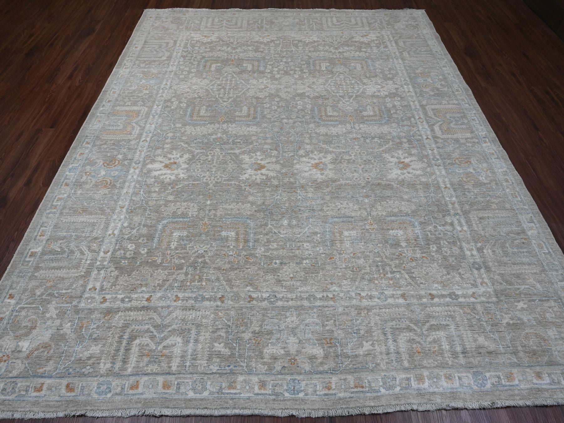 Peshawar Oushak hand-knotted wool rug in Gray, 8'1" x 9'10" — SKU O020087 (view 2)