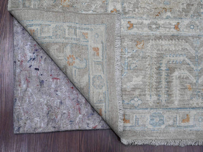 Grey 8'1" x 9'10" Oushak And Peshawar Hand knotted Wool Rug - Sku: O020087