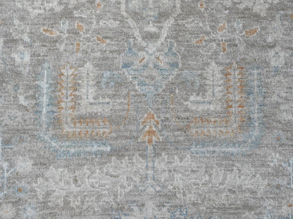 Grey 8'1" x 9'10" Oushak And Peshawar Hand knotted Wool Rug - Sku: O020087