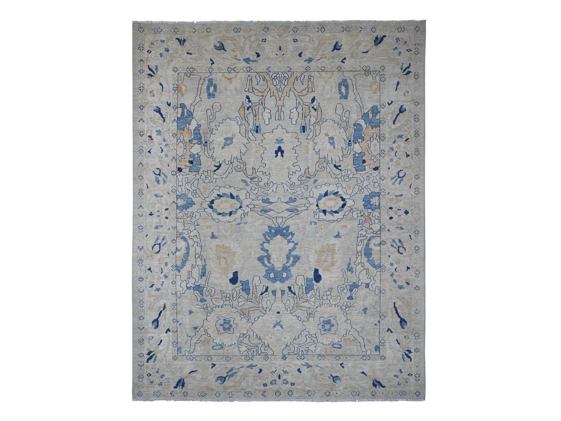Mahal Oushak hand-knotted wool rug in Gray, 9' x 11'7" — SKU O020089