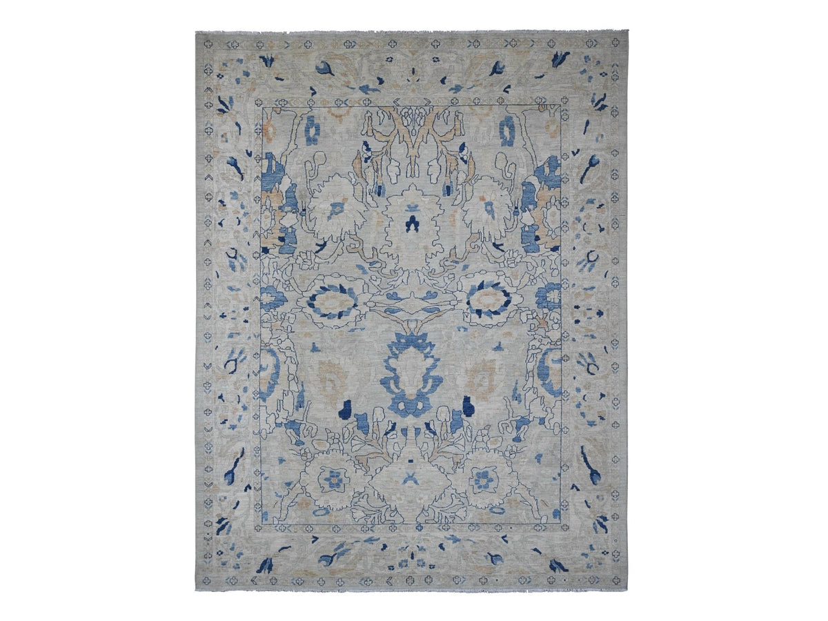 Mahal Oushak hand-knotted wool rug in Gray, 9' x 11'7" — SKU O020089