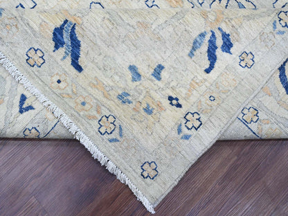 Grey 9'0" x 11'7" Oushak And Peshawar Hand knotted Wool Rug - Sku: O020089