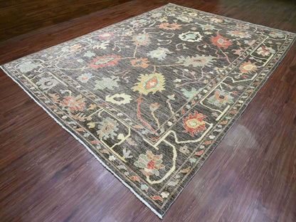 Brown 10'0" x 13'5" Oushak / Peshawar Hand knotted Wool Rug - Sku: O020093