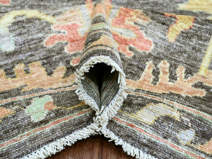 Brown 10'0" x 13'5" Oushak / Peshawar Hand knotted Wool Rug - Sku: O020093