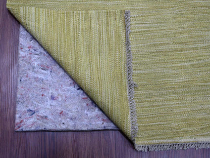 Green 8'8" x 12'0" Flatweave / Kilim Hand woven Wool Rug - Sku: O020097