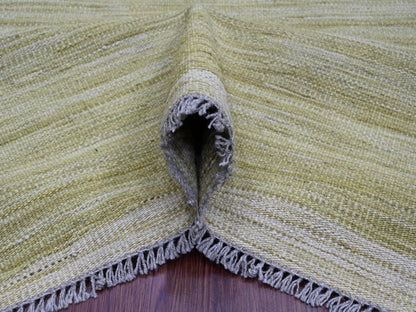Green 8'8" x 12'0" Flatweave / Kilim Hand woven Wool Rug - Sku: O020097