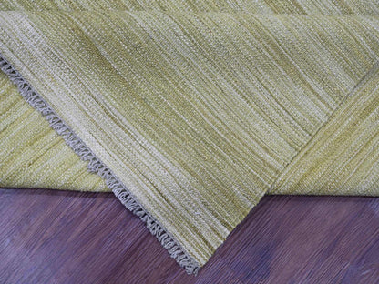 Green 8'8" x 12'0" Flatweave / Kilim Hand woven Wool Rug - Sku: O020097