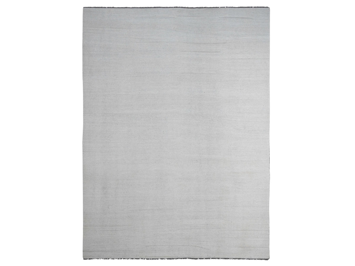 Kilim Flat-Weave hand-knotted wool rug in Ivory, 9' x 12' — SKU O020099