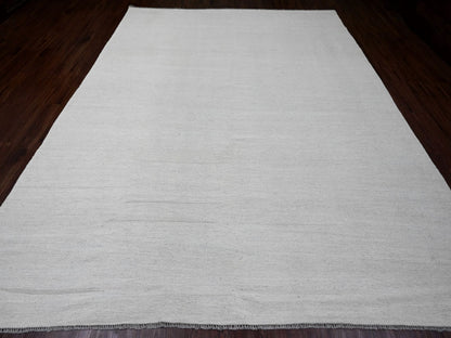 Ivory 9'0" x 12'0" Flat Weave Hand woven Wool Rug - Sku: O020099