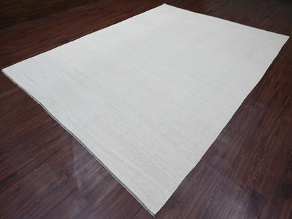 Kilim Flat-Weave hand-knotted wool rug in Ivory, 9' x 12' — SKU O020099 (view 3)