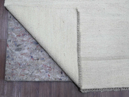 Kilim Flat-Weave hand-knotted wool rug in Ivory, 9' x 12' — SKU O020099 (view 4)