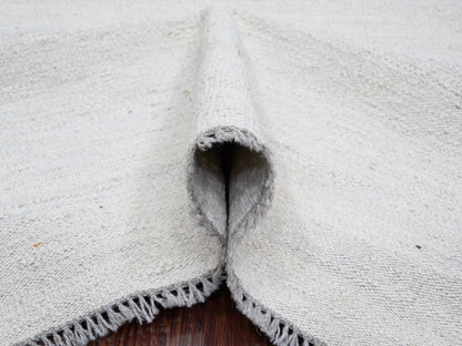 Kilim Flat-Weave hand-knotted wool rug in Ivory, 9' x 12' — SKU O020099 (view 5)