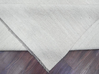 Kilim Flat-Weave hand-knotted wool rug in Ivory, 9' x 12' — SKU O020099 (view 6)