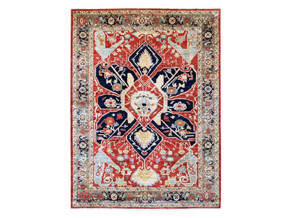 Heriz Heriz hand-knotted wool rug in Red & Green, 8'11" x 12' — SKU O020104
