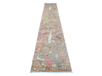Brown 2'7" x 15'0" Oushak / Peshawar Hand knotted Wool Rug - Sku: O020106