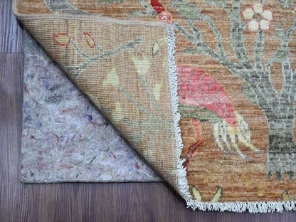 Brown 2'7" x 15'0" Oushak / Peshawar Hand knotted Wool Rug - Sku: O020106