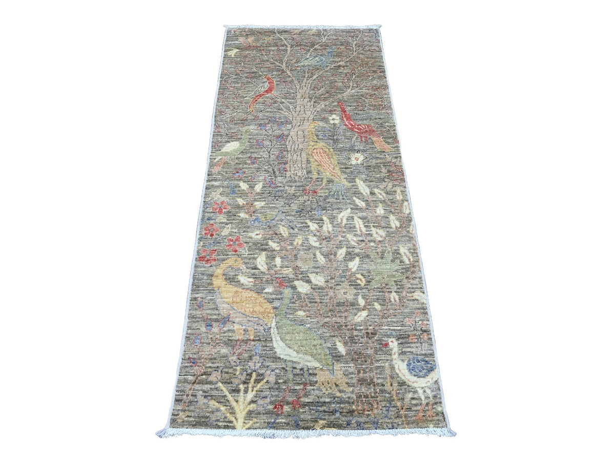 Peshawar Oushak hand-knotted wool runner in Gray, 2'6" x 6'2" — SKU O020108