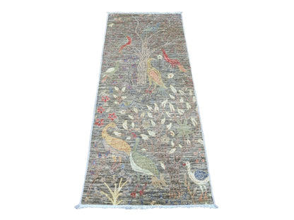 Peshawar Oushak hand-knotted wool runner in Gray, 2'6" x 6'2" — SKU O020108