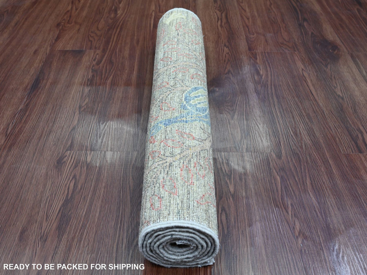 Peshawar Oushak hand-knotted wool runner in Gray, 2'6" x 6'2" — SKU O020108 (view 4)