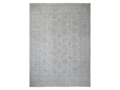 Peshawar Oushak hand-knotted wool rug in Ivory, 11'5" x 15'1" — SKU O020114