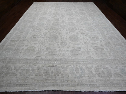 Peshawar Oushak hand-knotted wool rug in Ivory, 11'5" x 15'1" — SKU O020114 (view 2)
