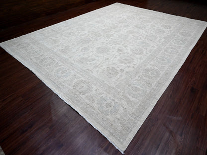 Peshawar Oushak hand-knotted wool rug in Ivory, 11'5" x 15'1" — SKU O020114 (view 3)