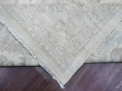Ivory 11'5" x 15'1" Oushak And Peshawar Hand knotted Wool Rug - Sku: O020114