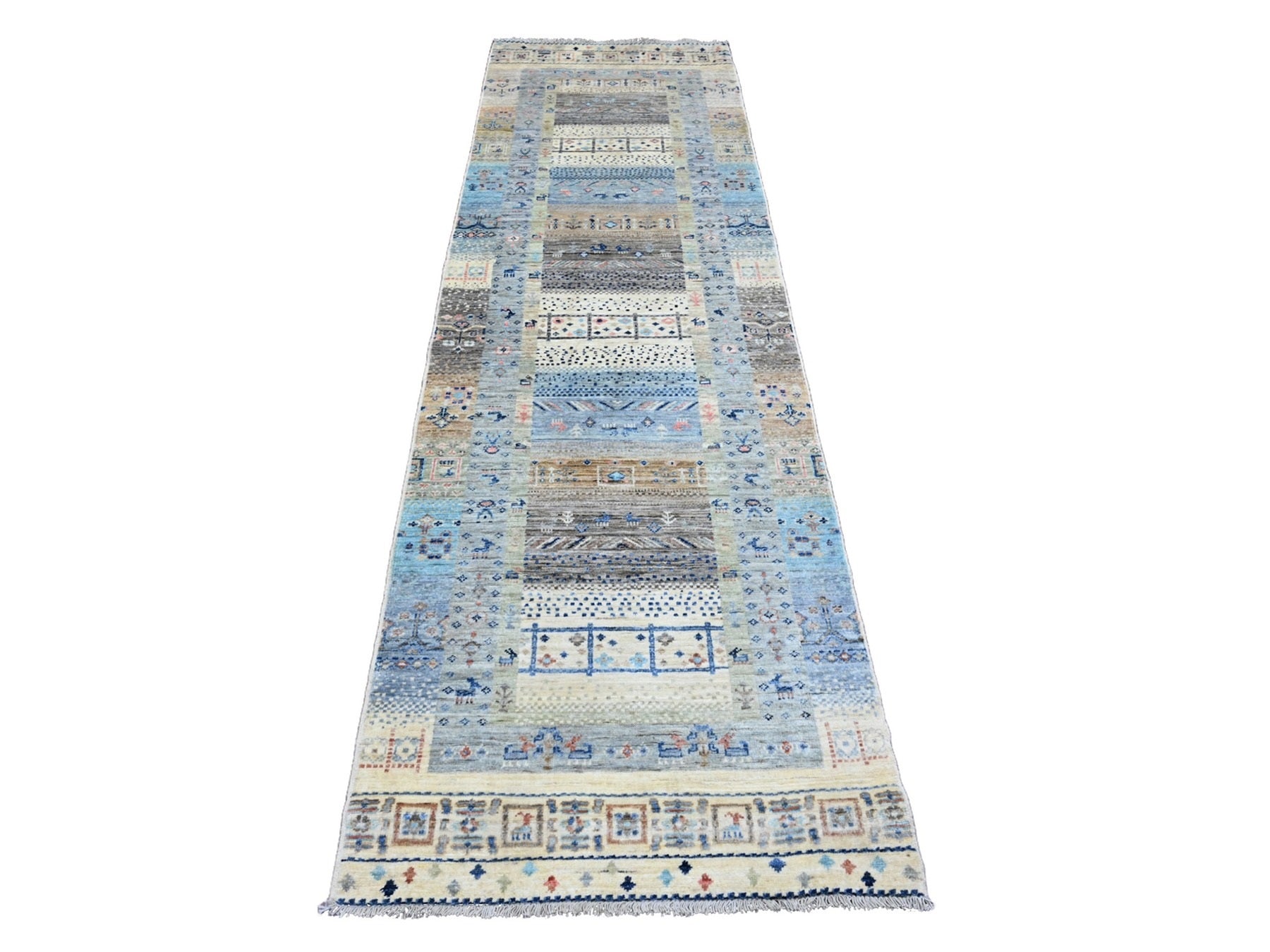 Brown 2'10" x 9'6" Tribal Hand knotted Wool Rug - Sku: O020115