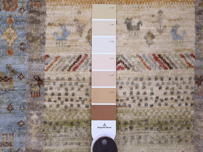 Green 2'5" x 9'9" Tribal Hand knotted Wool Rug - Sku: O020116