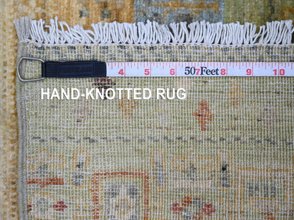 Green 2'5" x 9'9" Tribal Hand knotted Wool Rug - Sku: O020116