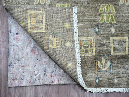 Grey 2'8" x 9'7" Tribal & Geometric Hand knotted Wool Rug - Sku: O020117
